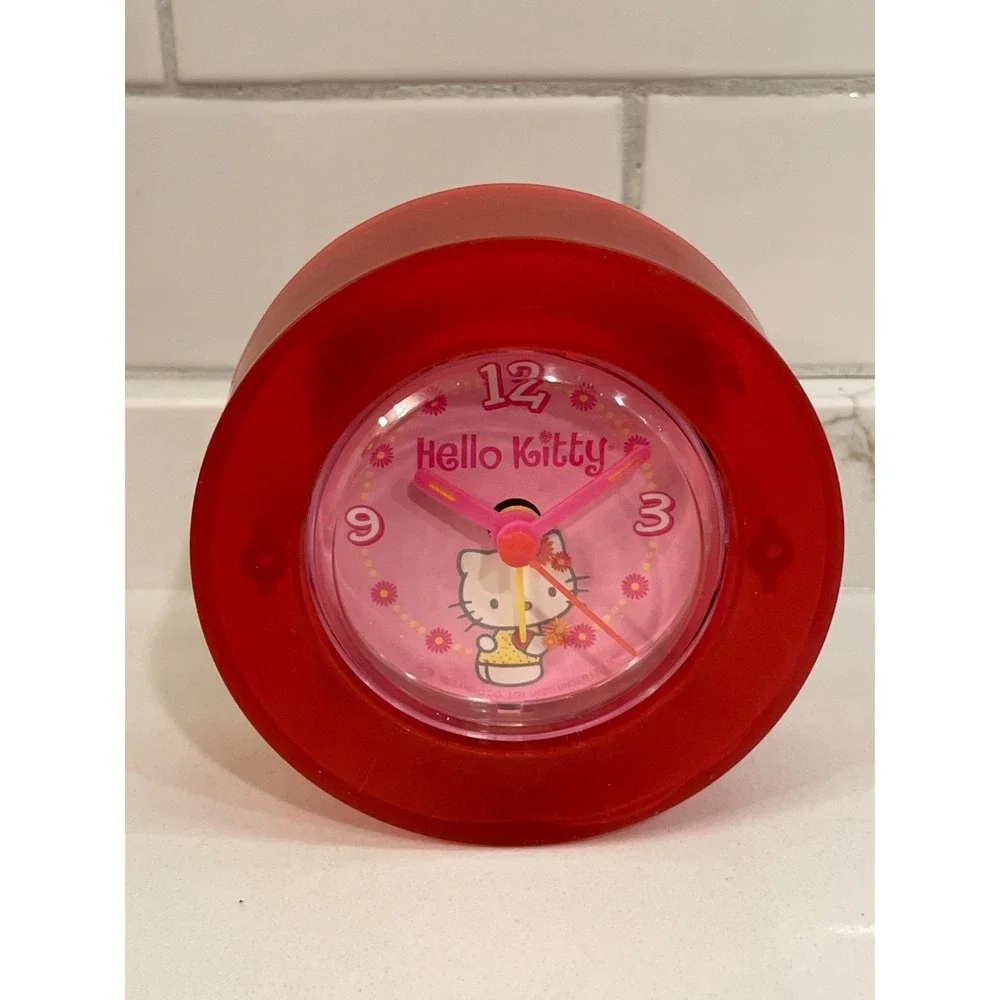 Vintage‎ Hello Kitty Alarm Clock Pink Y2K Tested Analog Floral Battery Box